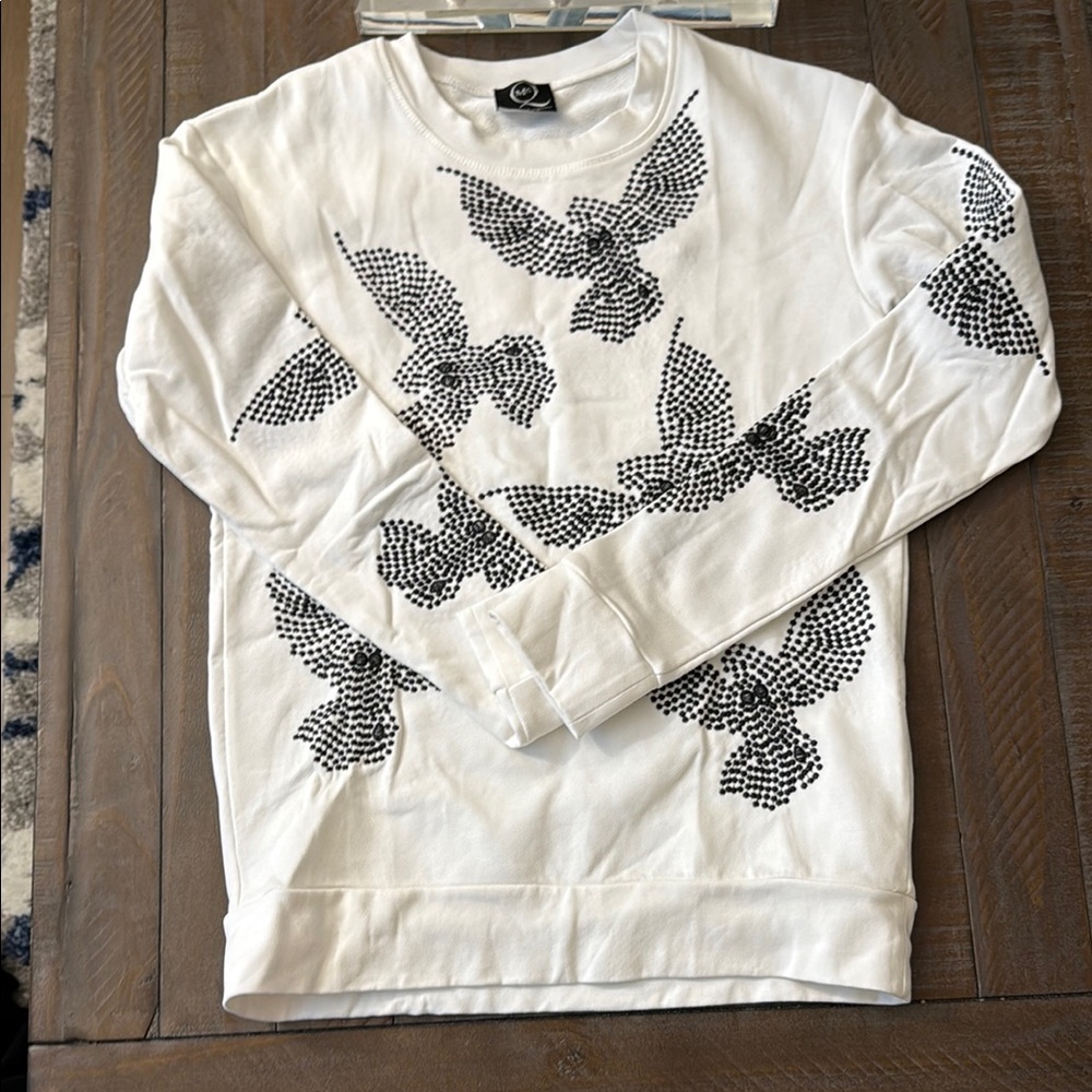 Alexander Mcqueen - Preloved White Sweatshirt with Black Bird Design